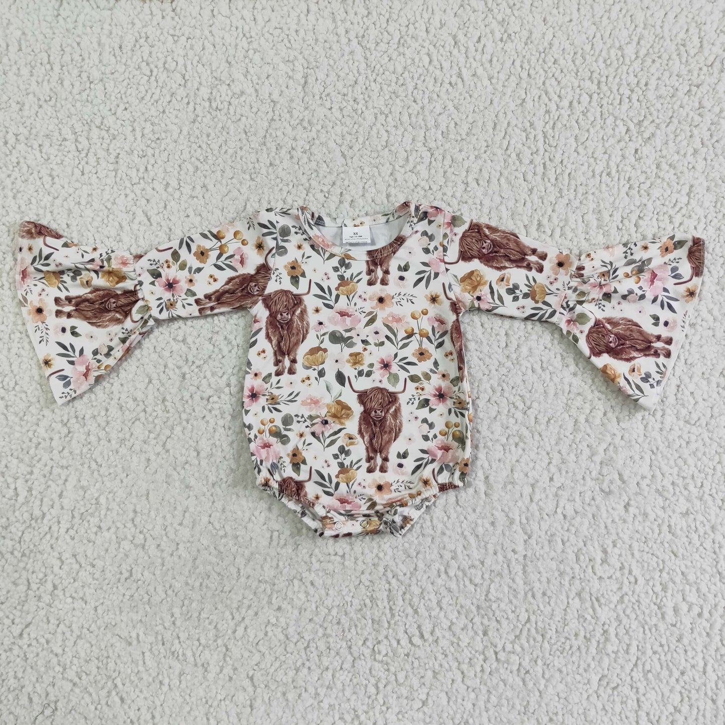 LR0005 girl Flower Alpine Beef Long Sleeve Bodysuit