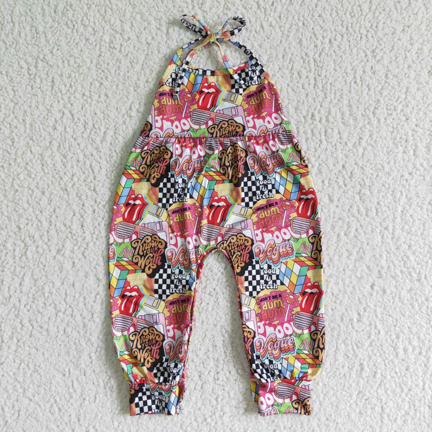 SR0054 Girls Big Tongue Rubik's Cube Letter Tie One Piece