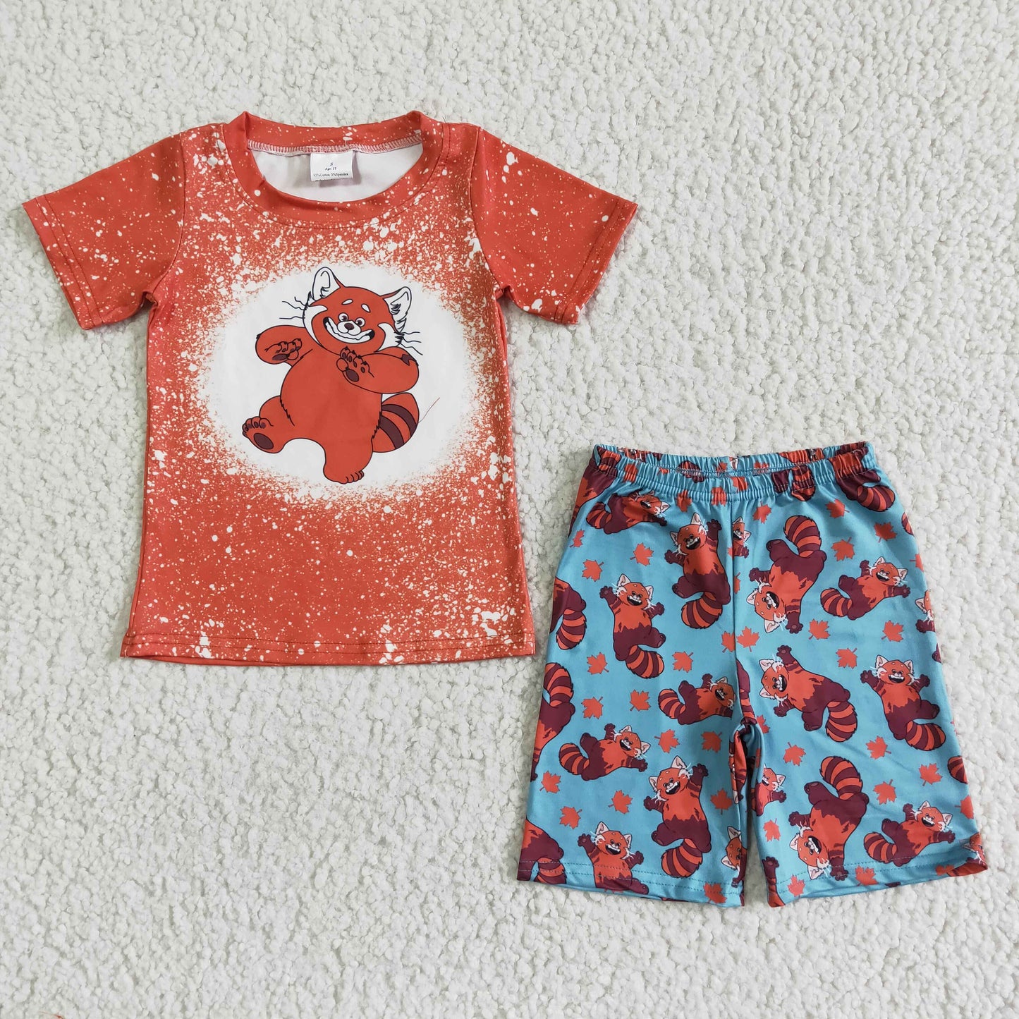 BSSO0045 Anime image print short-sleeved top with blue shorts suit