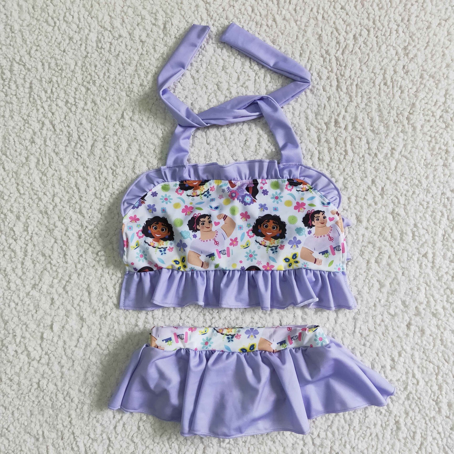 S0006 New Girls Cartoon Movie Character Print Sling Swimsuit