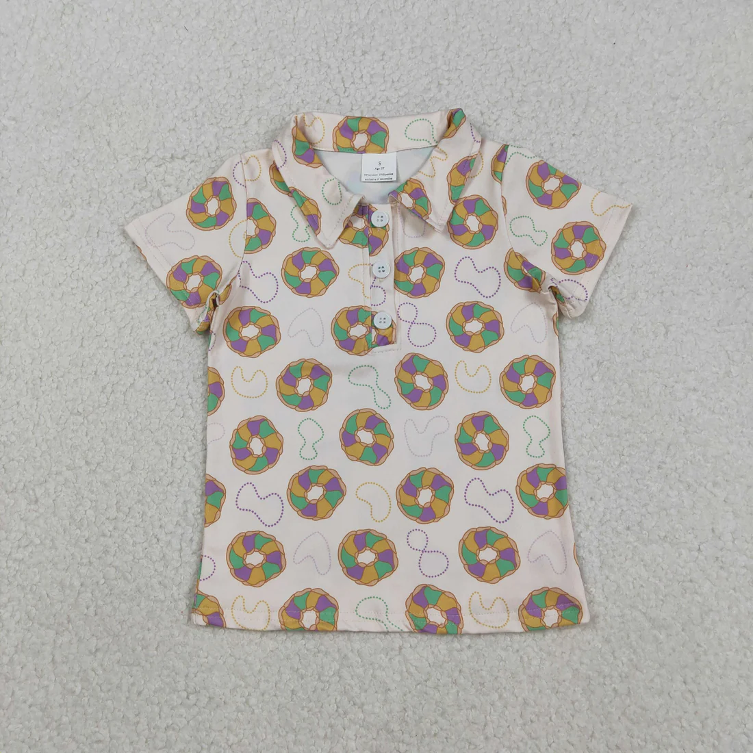 Sibling baby boys clothes mardi gras short sleeve tops