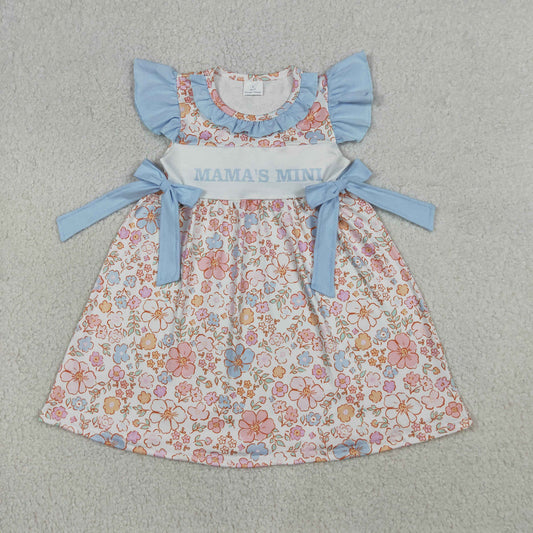 GSD3648 Kids Baby Girls Flutter Sleeve Mama's Mini Flowers Knee Length Dresses