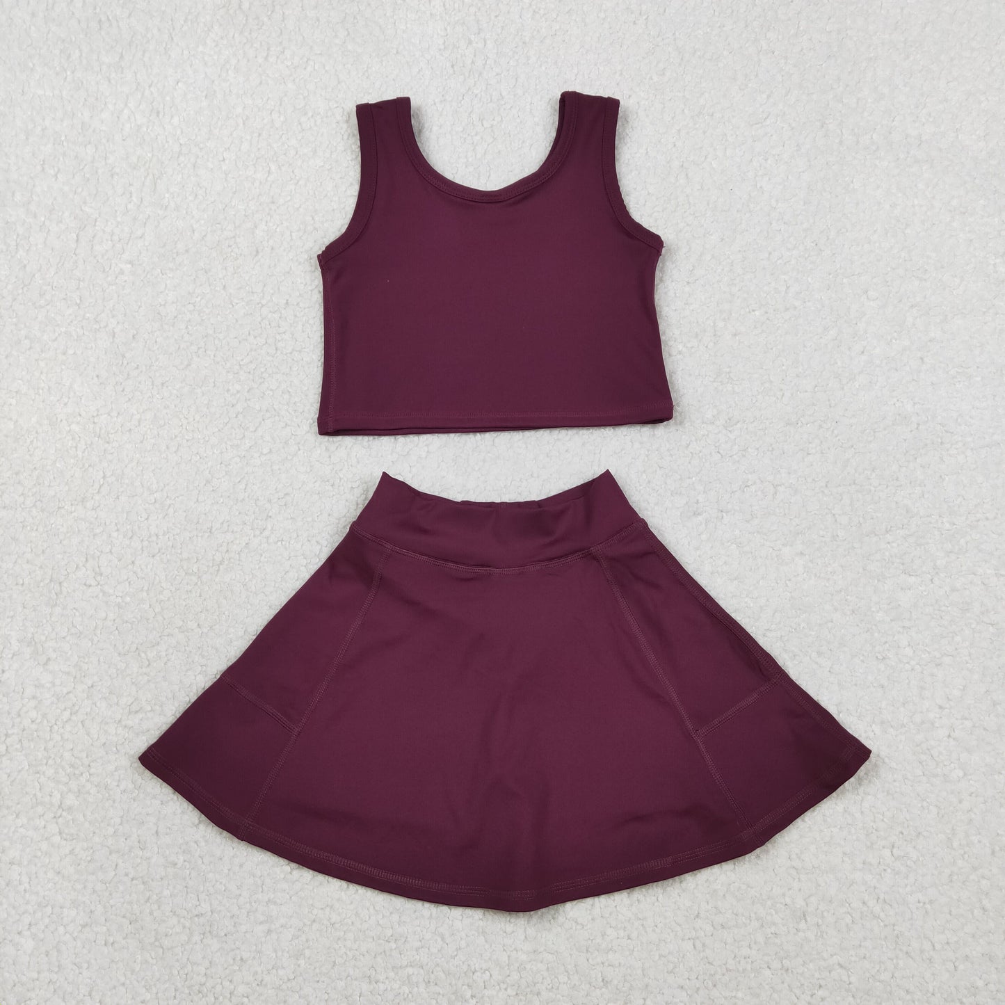GSD1981 Kids Baby Girl Sleeveless Wine Vests Top Skirt Shorts Yoga Active Clothes Sets