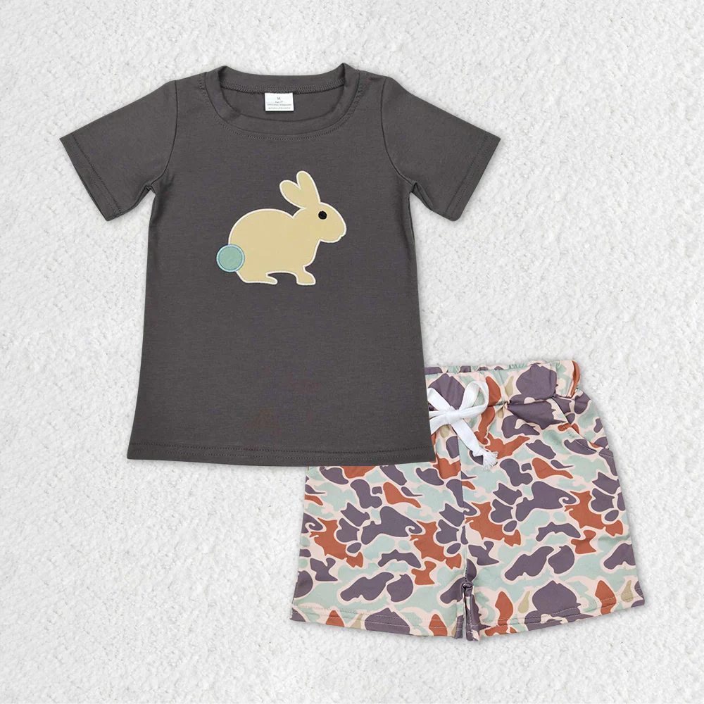 Sibling Baby boys clothes Embroidery easter short sleeve shorts sets and Rompers
