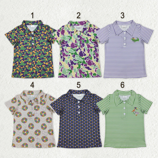 Sibling baby boys clothes mardi gras short sleeve tops