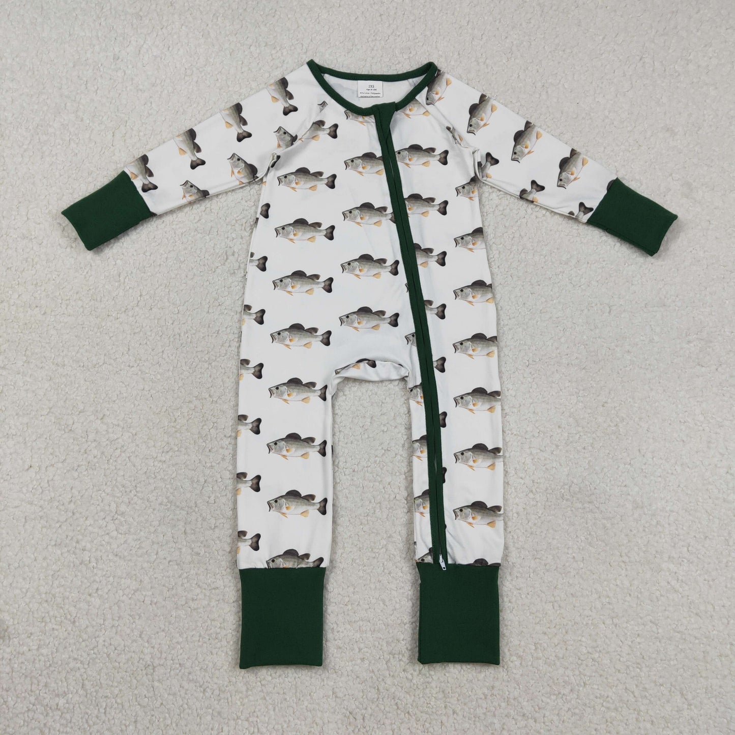 LR2531 Newborn Baby Boy Fishing Zipper Footie Rompers