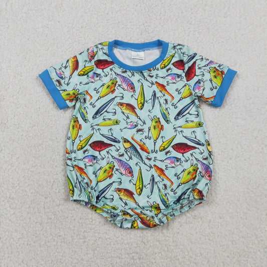 SR3824 Newborn Baby Boy Short Sleeve Fishing Hunting Rompers