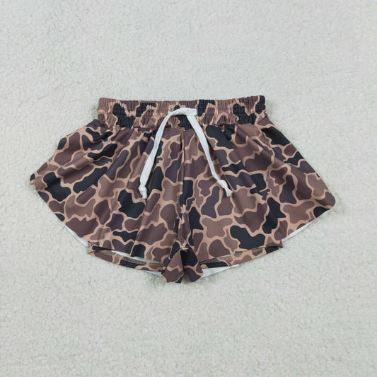 RTS NO MOQ(In Stock) SS0772 Brown camouflage yoga shorts
