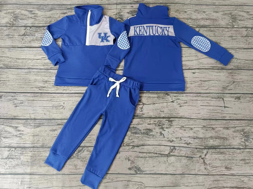 10.13 Custom Moq 8 Baby Boys Long Sleeve Team Blue UK Zip Pullover Shirt Tops Pants Clothes Sets