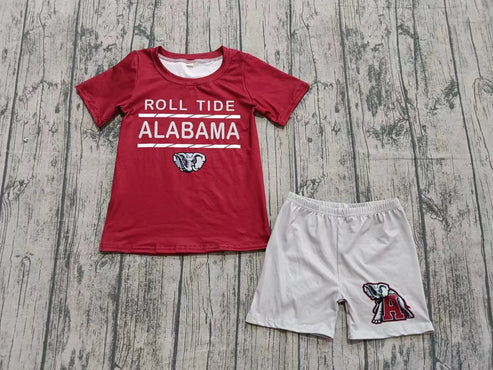 10.11 Custom Moq 8 Baby Boys Red Roll Tide Elephants Top Shorts Team Clothes Sets