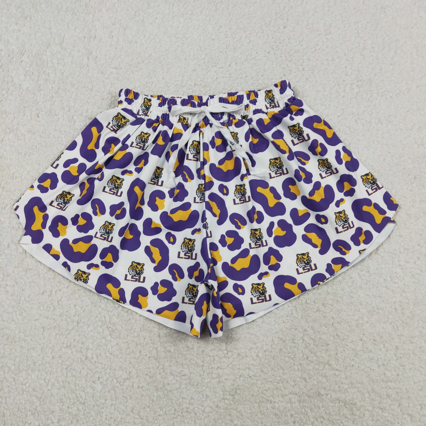 SS0811 Adult Women Leopard LSU Tigers Team Yoga Active Butterfly Shorts Bottoms