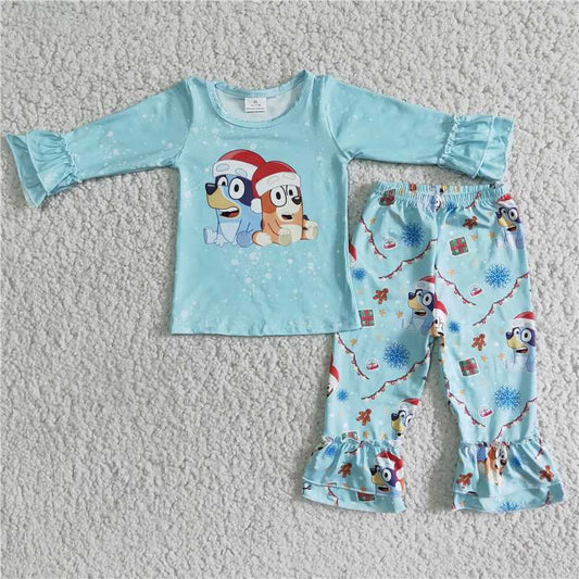 6 B6-14 Bluey long sleeve pants suit for girls