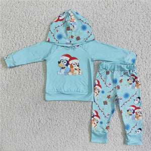 6 B11-17 Christmas Boy Bluey long sleeve pant suit