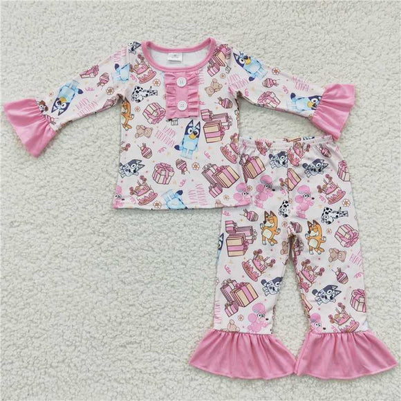 GLP0454 happy birthday Cartoon bluey Pink long sleeve pantsuit