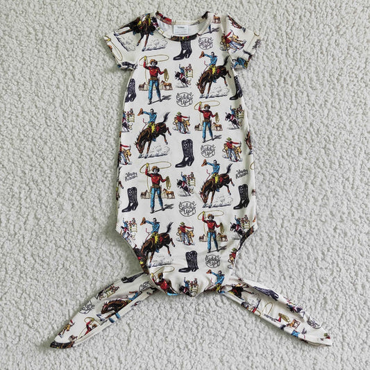 NB0005 Newborn Baby Western Horse Riding Boots Sleeper Gown