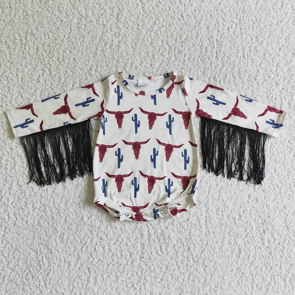 LR0051 Baby Cow Tassle Romper