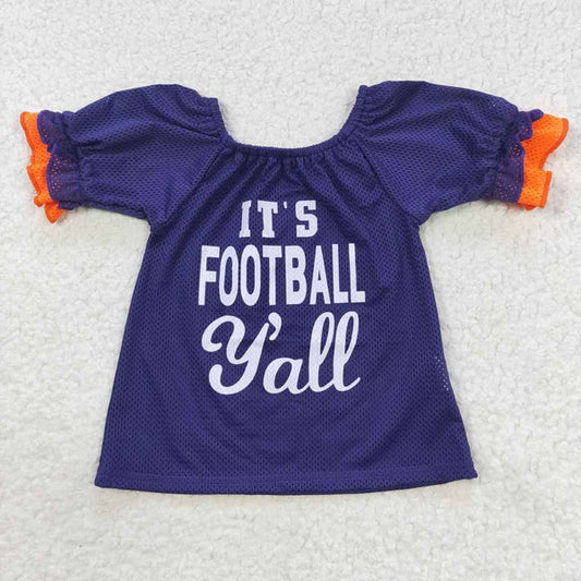GT0275 Girls offset purple short sleeve sports top