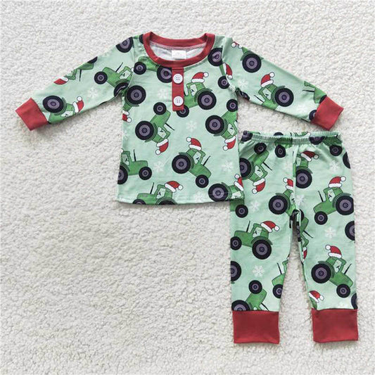 L-3.2 BLP0285 Snow Farm tractor Green and red long sleeve pants suit