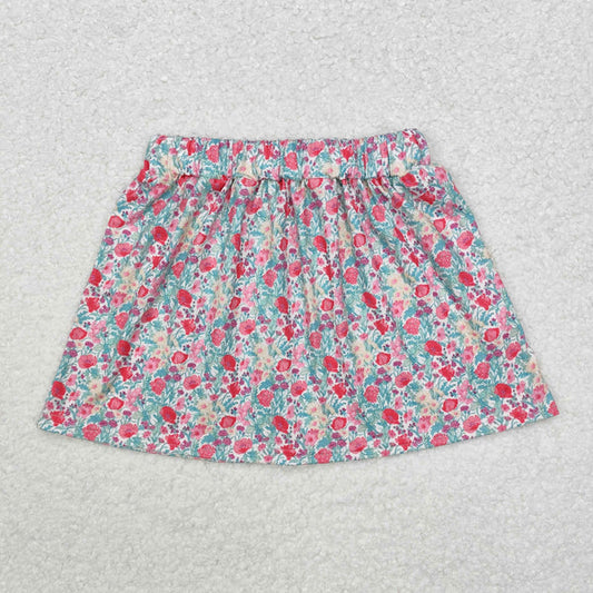 L-3.3 GLK0032 Baby Girls Fall Pink Blue Small Flowers Skirt Bottom