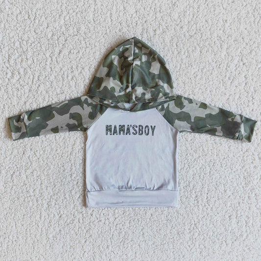 3.12 6 A30-28 Kids Hooded Shirts Mom's Boy Print Camouflage