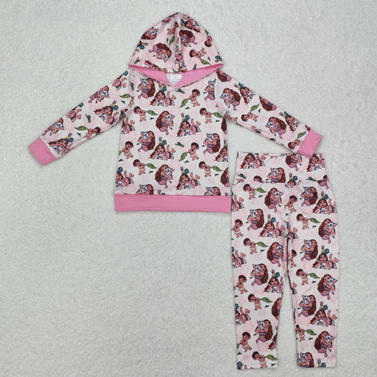 3.18 GLP2233 Baby Girls Pink Princess Pig Hood Top Pants Clothes Set
