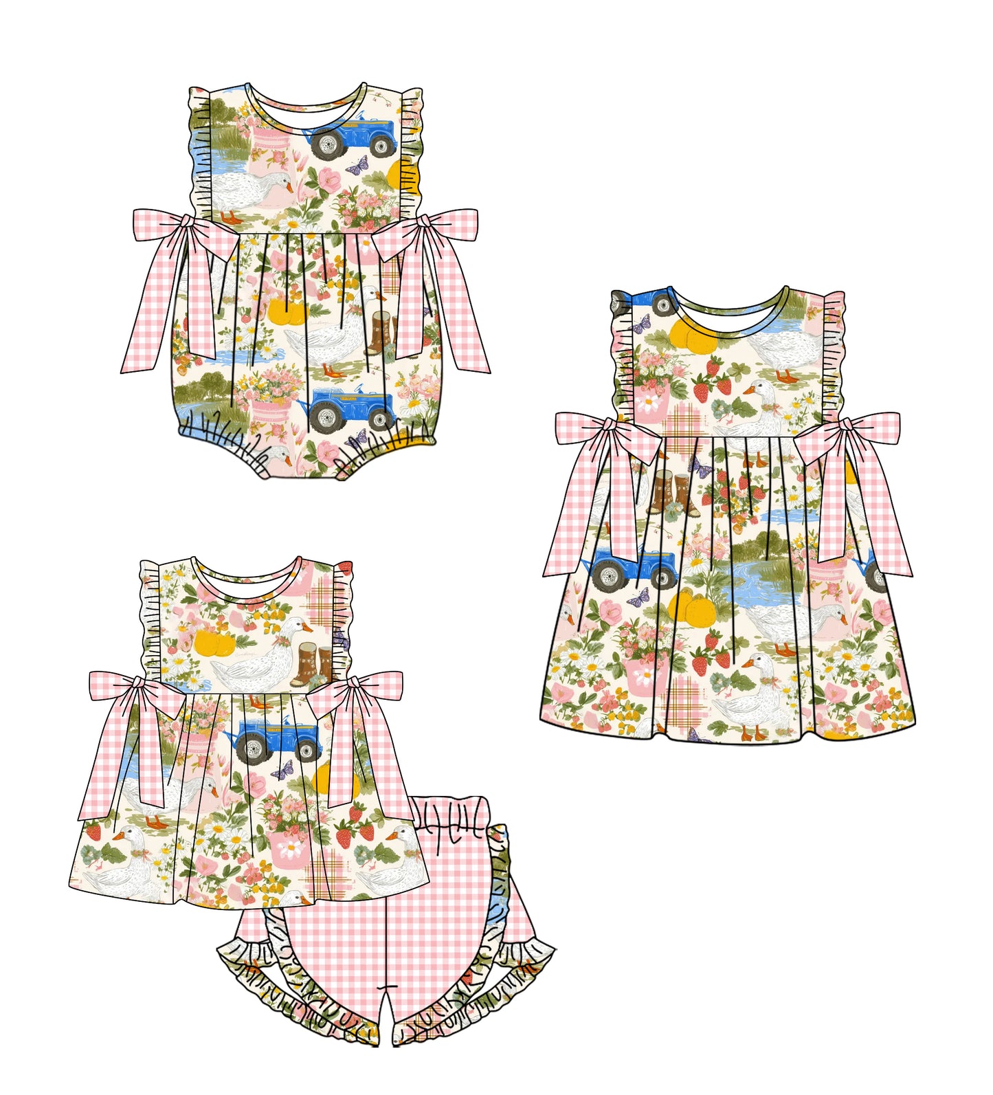 26.1.21 Custom (Moq 3 or 5) Sibling Baby Girls Short Sleeve Shorts Sets Girls Dress Romper