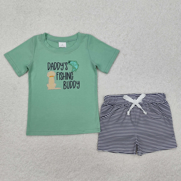 BSSO1147 Baby Boys Daddy's Fishing Buddy Tops Shorts Clothes Set