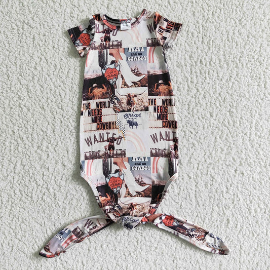 NB0009 Newborn Baby Western Cowboy Sleeper Gown