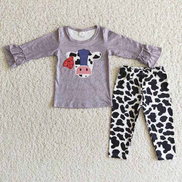 6 A5-1 Girl Gray long-sleeved spotted pants suit for cow