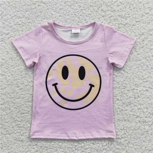 GT0192 Smiley Face Short Sleeve Top Pink
