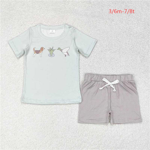 BSSO0980 Puppy Duck teal short-sleeved striped shorts suit