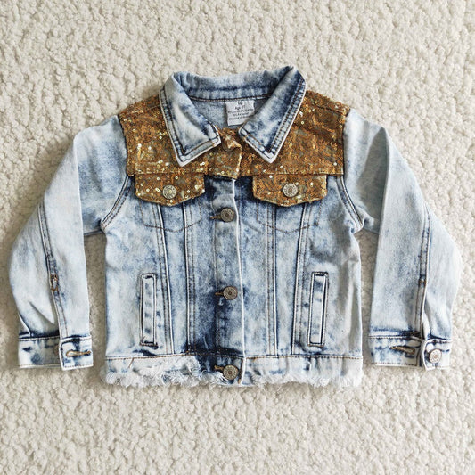 6 B12-10 Girls Blue Sequins Jackets