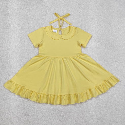 3.15 GSD1916 Baby Girls Yellow Collar Ruffle Knee Length Dress