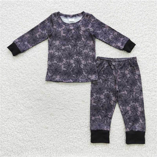 L-3.2 BLP0260 Boys Halloween Spiderweb Black long sleeves and pants