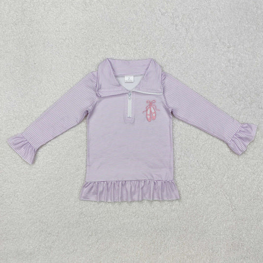 3.12 GT0887 Baby Girls Lavender Dance Shoes Long Sleeve Zip Pullovers Tops