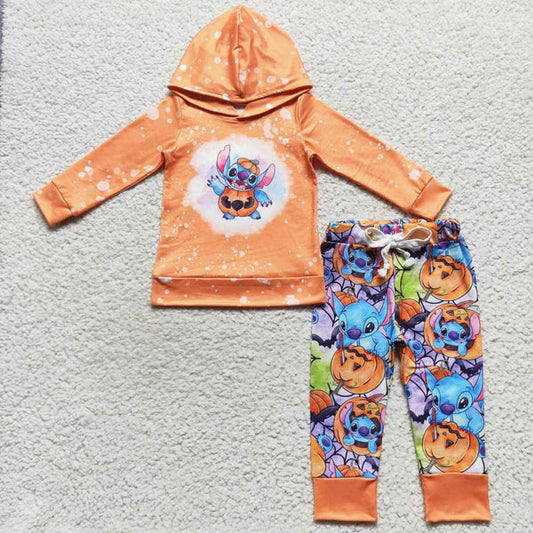 L-3.2 BLP0284 Cartoon pumpkin Orange hooded long sleeve pants