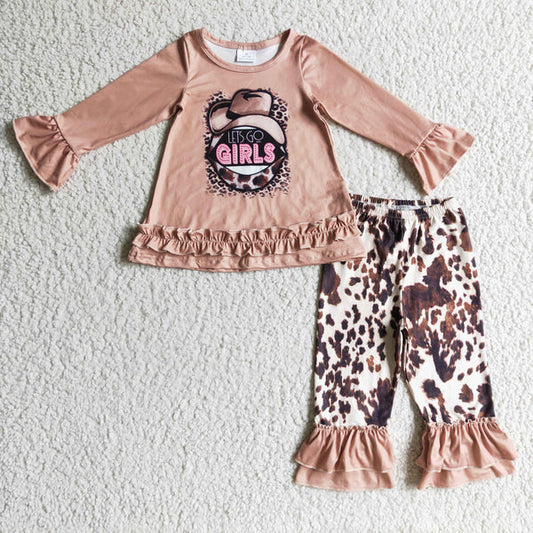 L-3.7 GLP0345 Girls Outfit Cartoon Print Trousers Boutique Set