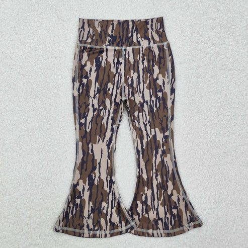 P0691 Baby Girls Bottomland Camo Yoga Active Wear Bell Bottoms Pants
