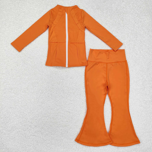 3.18 GT0825+P0684 Baby Girls Orange Yoga Active Wear Jackets Pants 2pcs Clothes Set