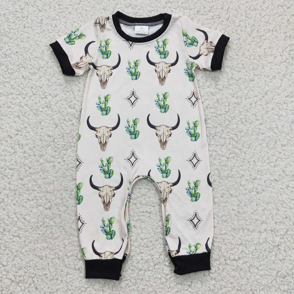 SR0144 Western Boys Cactus Cow Romper