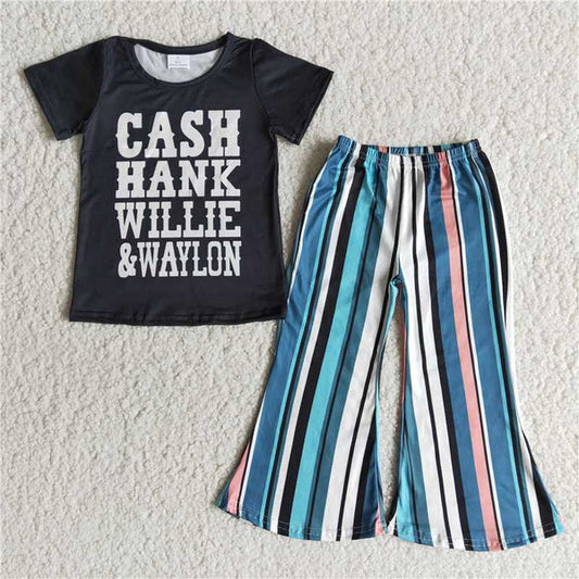 L-3.7 B1-18 CASH black short sleeve striped trousers