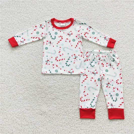 L-3.2 BLP0253 Candy Cane red border White long sleeve pants suit