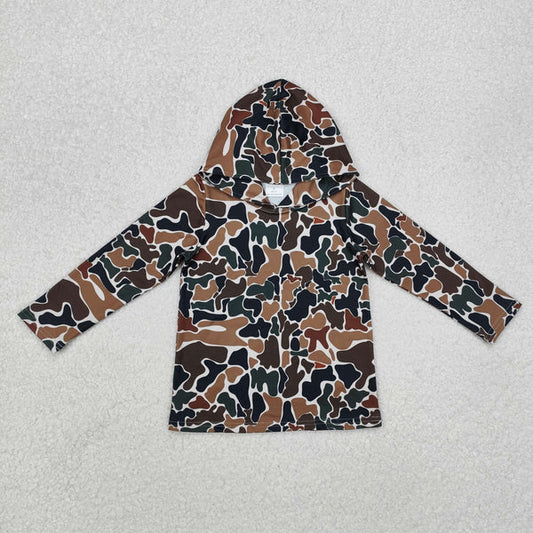 3.12 BT0921 Baby Boys Dark Brown Camo Long Sleeve Hooded Tops