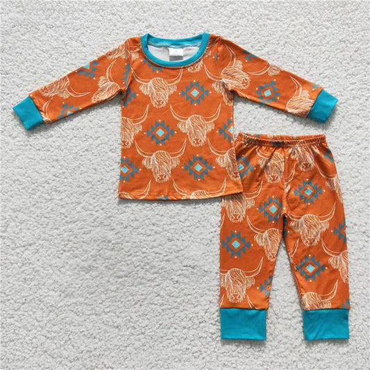 L-3.2 BLP0206 Mountain Bull orange green long sleeve pants suit