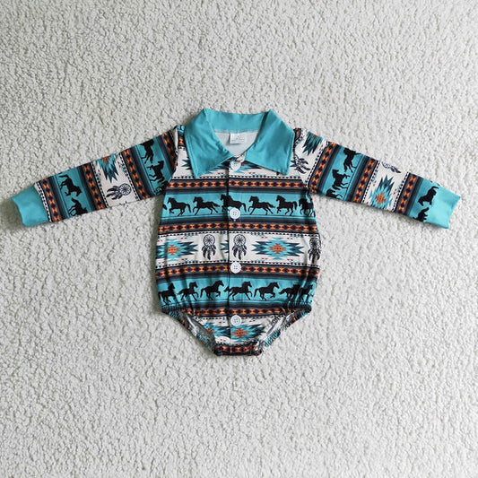 LR0182 Western Baby Horse Romper