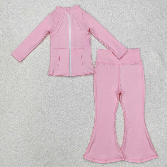 3.18 GT0683+P0576 Baby Girls Light Pink Yoga Active Wear Jackets Pants 2pcs Clothes Set