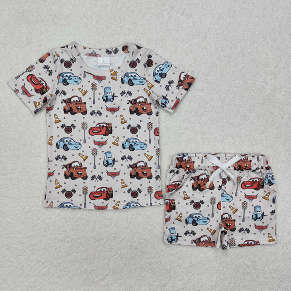 BSSO1233 Baby Boys Car Racing Shirt Shorts Pajamas Clothes Set