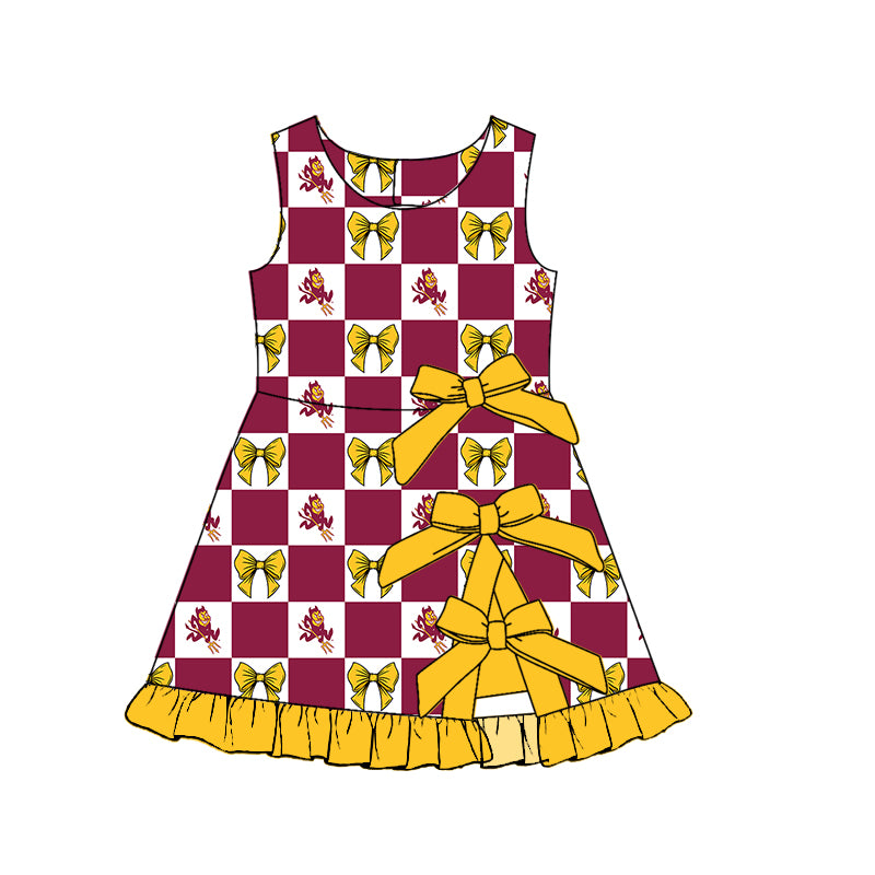 Custom Order Baby Girls Bows Sun Devils Team Short Knee Length Dress