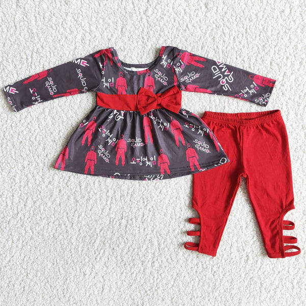 6 B13-16 Girl Red Bow Leggings Outfit