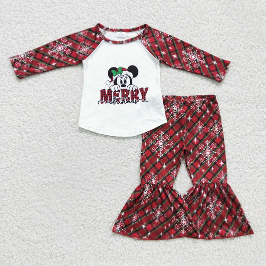 6 A3-28 Merry Christmas Girls Plaid Outfit